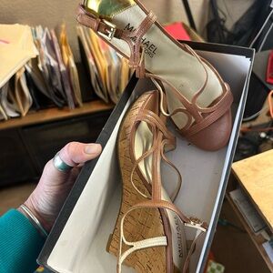 Michael Kors Brown Sandals with Gold Accent